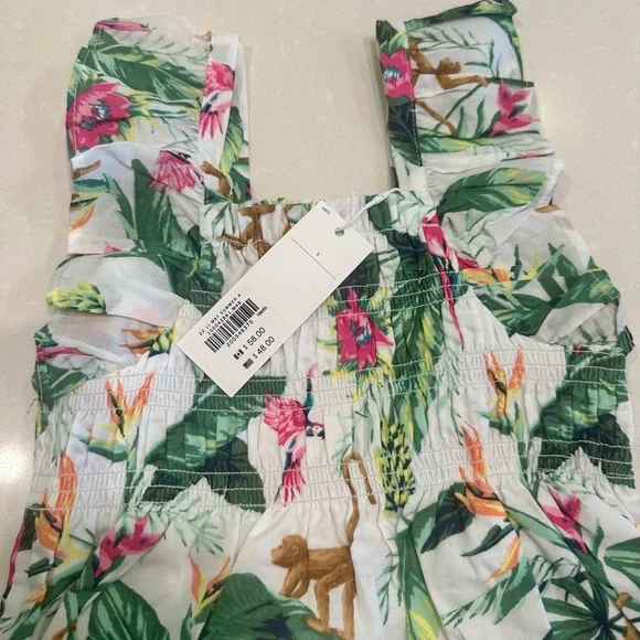 🐒 NWT Janie and Jack Tropical Jungle Smocked Ruffle Cropped Top Size 3 - Picture 6 of 9